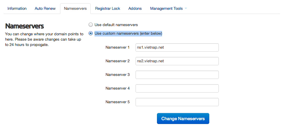cập nhật bản ghi dns tên miền