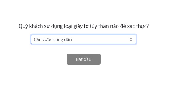 chọn loại giấy tờ tuỳ thân để xác thực ekyc