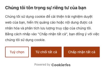 thiết lập cookie với CookieYes