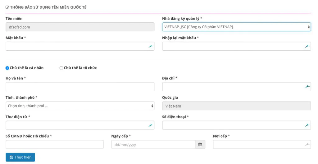 thông báo tên miền quốc tế