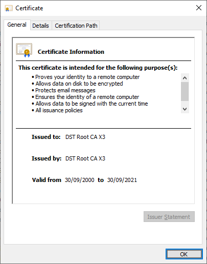 ssl letsencrypt lỗi hết hạn sau ngày 30.09.2021