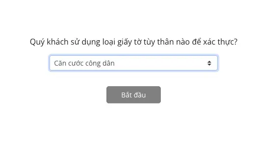 chọn loại giấy tờ tuỳ thân để xác thực ekyc
